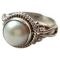 thumbnail image 1 of Yuehao Rings for Women, Gifts for Women, Fashion Trend Vintage Metal Antique White Pearl Lady Ring Jewelry (Silver, Size 7), 1 of 3