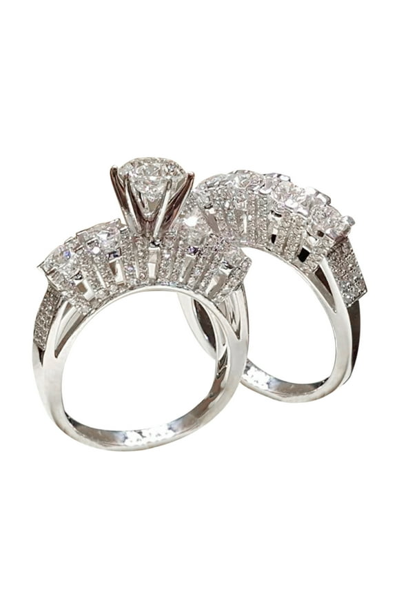 Rings for Women, Gifts for Women, Jewelry Six-Claw Silver Inlaid White Zircon Female Ring Fashion Temperament Ring (Multicolor, Size 8)