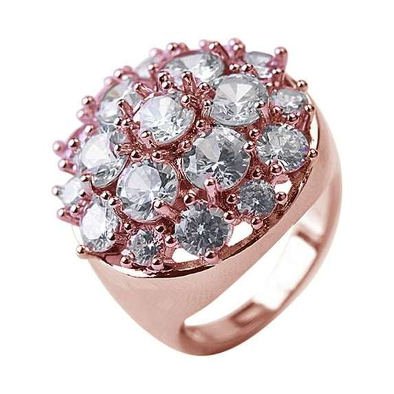 Yuehao Rings for Women, Gifts for Women, Women Diamond Round Super Sparkling Zirconia Ring Ladies Jewelry Engaged Ring (Rose Gold, Size 7)