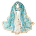 thumbnail image 1 of Yuehao Women's Long Soft Wrap Polyester Flower Print Scarf, Light Blue, 1 of 5