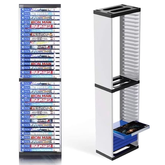 Yuehuam Video Game Storage Stand Tower for PS5/ PS4/ PS3/ Xbox Series S, Universal Game Disc Holder Vertical Stand Organizer Tower