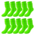 thumbnail image 2 of Women's Extra Long Slouch Socks Knee High Cotton Blend Pack Of 2 Shoe Size 5-10 Retro 80s Style(Mint 2 of 11