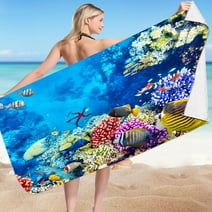 Yuelianxi Beach Towels Extra Large Super Absorbent No Sand Thick Microfiber Beach Towel Cute Ocean Beach Towel for Swimming Pool, Camping, Picnic, Yoga Gym Sports Towels on Clearance