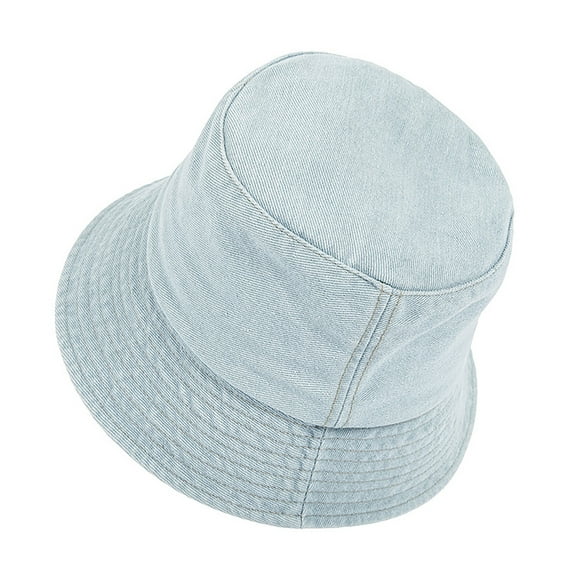 Yuelianxi Bucket Hat for Women Men Summer Jean Bucket Cap Adjustable Sun Hats for Women Travel Outdoor Beach Light Blue