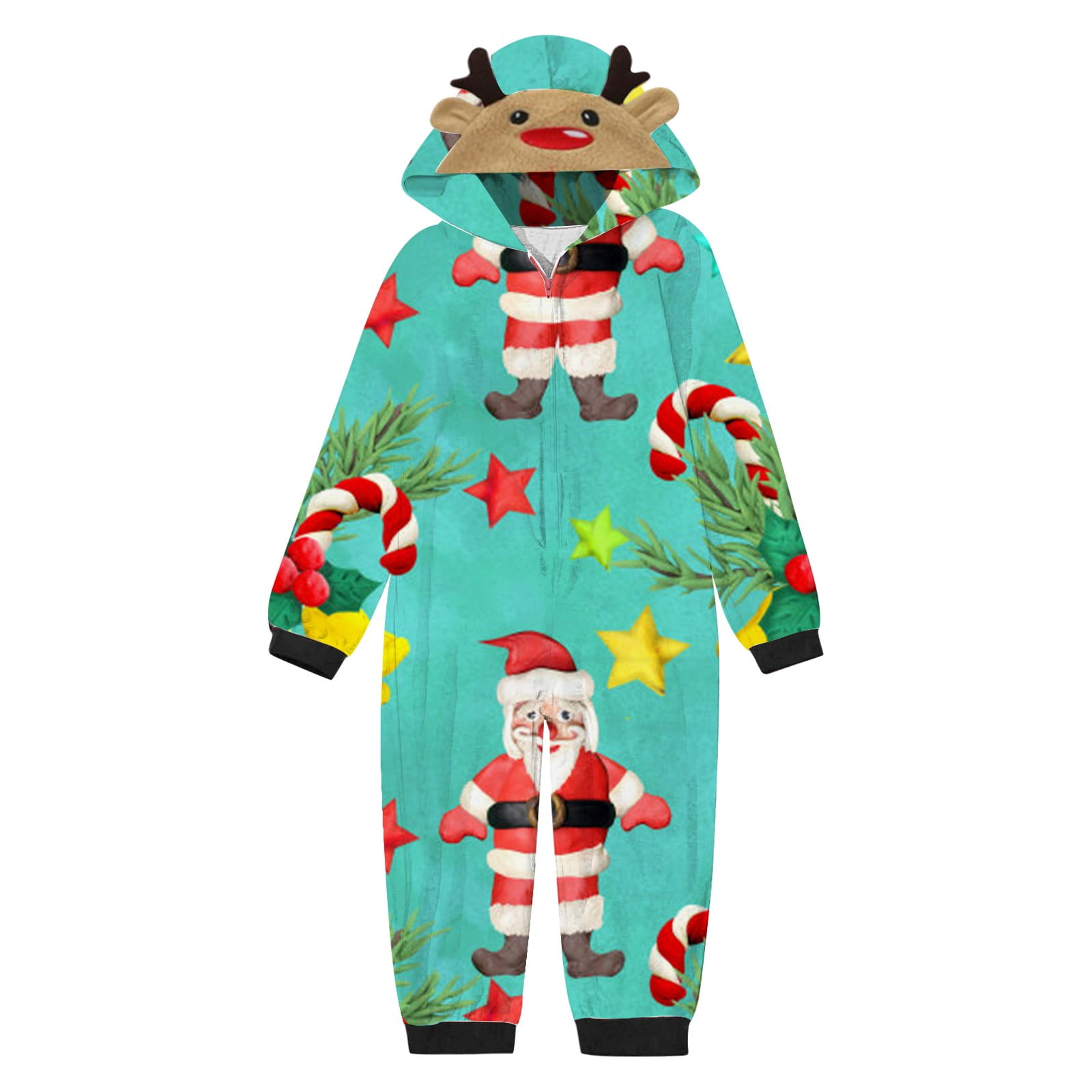 Yuelianxi Christmas Family Pajamas Christmas with Deer Head Santa