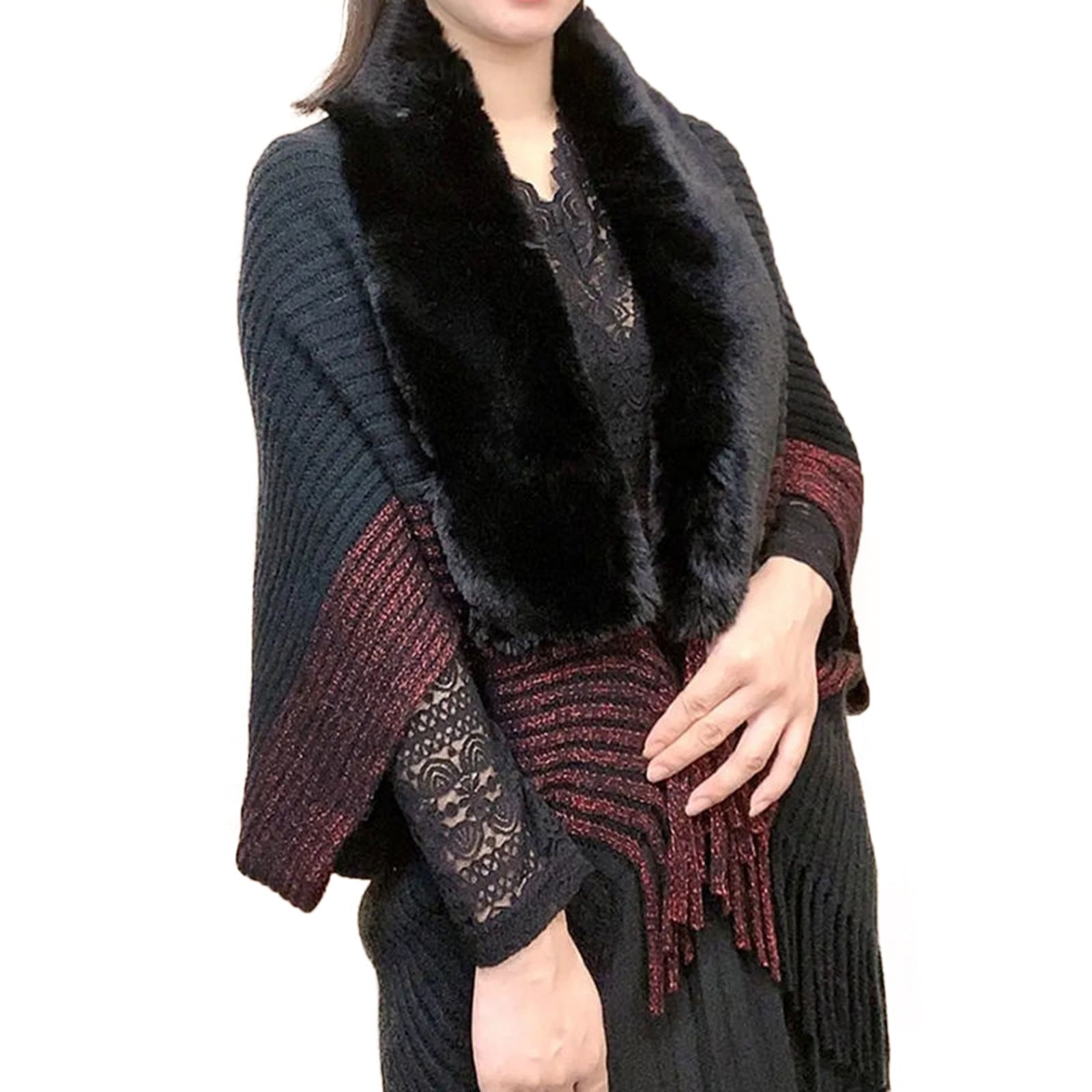 ladies knitted loose thickened shawl coat