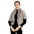 thumbnail image 1 of Yuelianxi Ladies Knitted Loose Thickened Shawl Coat Plush Collar Wrap Tassel Fringed Wraps Matching Cardigan Sweater Irregular Hem Casual Sweater Cardigan Coat, 1 of 4