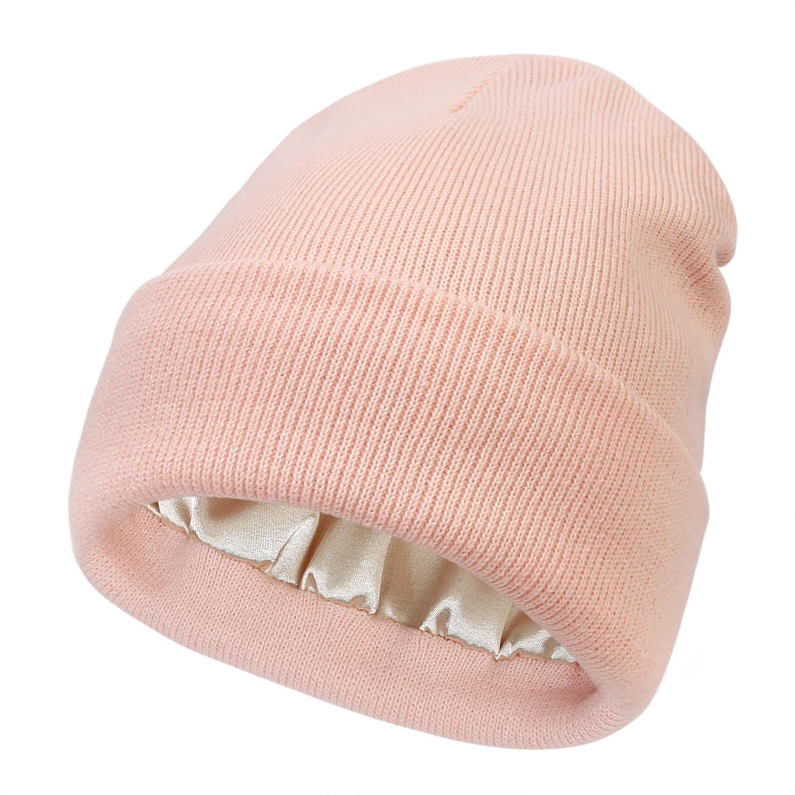 Yuelianxi Satin Lined Beanie for Women Knit Satin Lined Winter Hats for