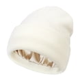 thumbnail image 1 of Yuelianxi Satin Lined Beanie for Women Knit Satin Lined Winter Hats for Women Silk Lined Beanie Cap Warm Beanie Hat White, 1 of 8