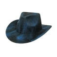 thumbnail image 1 of Yuelianxi Western Cowboy Hat and Cowgirl Hat Pinch Front Wide Brim Bowler Hat Navy, 1 of 4