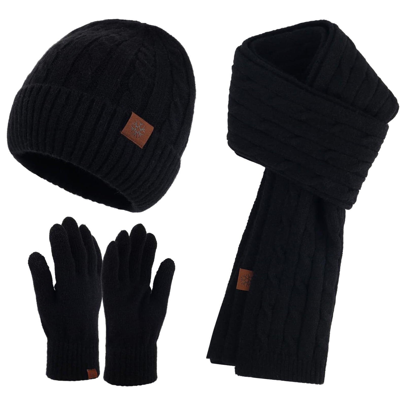 Yuelianxi Winter Gloves Beanie Scarf Set for Women Men knitted Beanie and Touchscreen Gloves 3