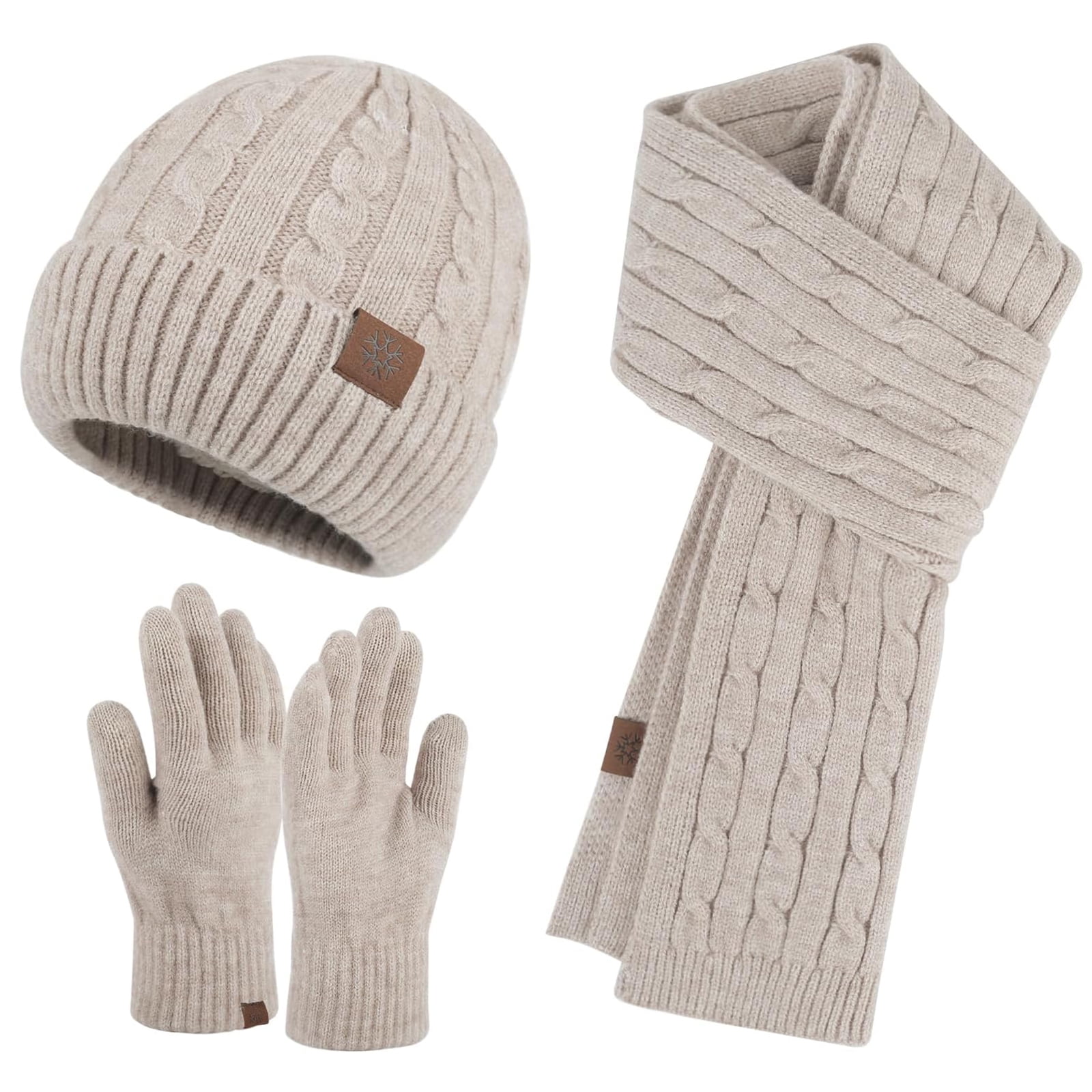 Yuelianxi Winter Gloves Beanie Scarf Set for Women Men knitted Beanie and Touchscreen Gloves 3