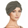 thumbnail image 1 of Yuelianxi Women Muslim Turban Hat Cancer Chemo Cap Hair Bonnet Head Scarf Wrap Cover Army Green, 1 of 9