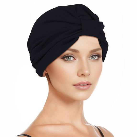 Yuelianxi Women Muslim Turban Hat Cancer Chemo Cap Hair Bonnet Head Scarf Wrap Cover Navy