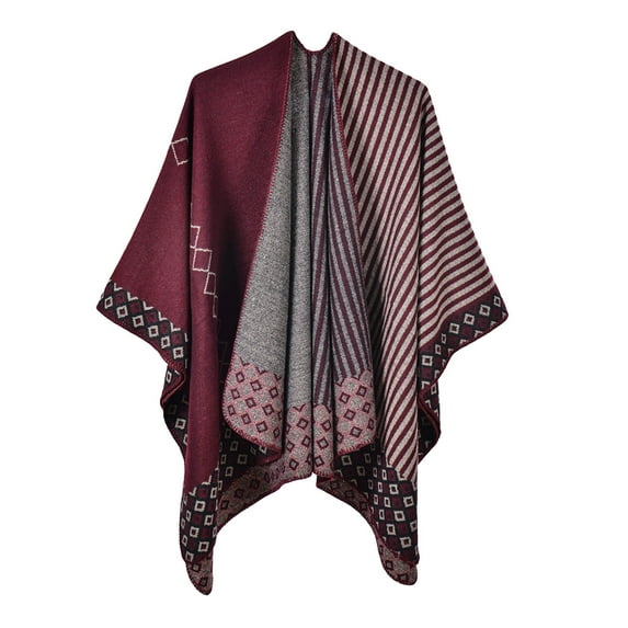 Yuelianxi Women's Plaid Printed Shawl Fashionable Warm Soft Cardigans Scarf Christmas Gift Double Sided Thickened Shawl