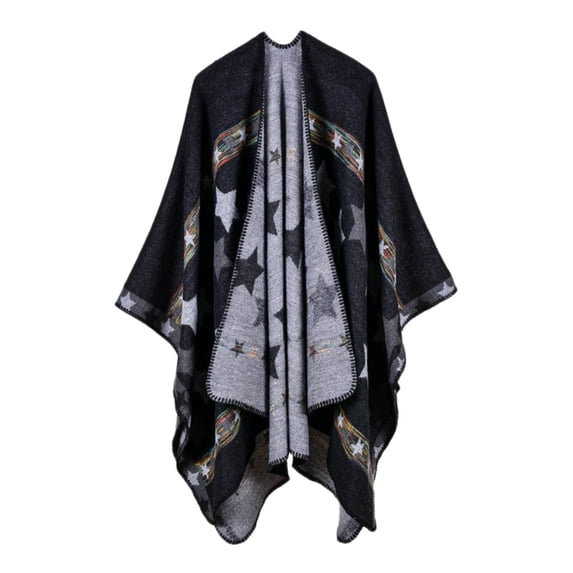 Yuelianxi Women's Printed Shawl Fashionable Warm Soft Cardigans Scarf Christmas Gift Double Sided Thickened Shawl