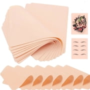 Yuelong Tattoo Practice Skin 10Pcs Double-Sided Fake Skin 1.3mm Silicone Sheets 7.4x5.6 for Microblading Eyebrow Lips & Tattoo Practice Realistic Skin Texture for Beginners/Pro Artists