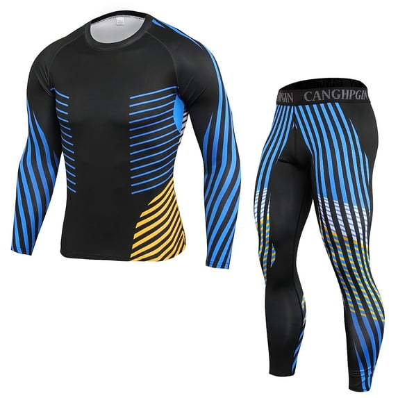Yuemengxuan 2Pcs Men Spring Sportswear, Multicolor Pullover Tops + High-Waist Tight Pants