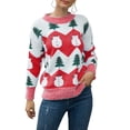 thumbnail image 1 of Yuemengxuan Delicate Christmas Tree  Snowman Pattern Long Sleeve Round Neck Knit Sweater, 1 of 2