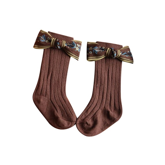 Yuemengxuan Kids Soft Sock Headwear Set, Floral Bowknot Medium Tube Socks+ Hairband