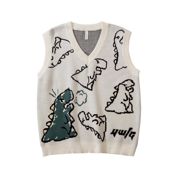 Yuemengxuan Ladies Casual Knitted Vest, V-neck Sleeveless Knitwear Casual Loose Tops