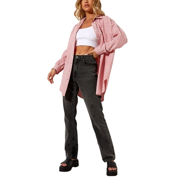 Yuemengxuan Ladies Fashionable Long Sleeve Shirt, Lapel Loose Blouse Single-breasted Tops