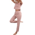 thumbnail image 1 of Yuemengxuan Lady Home Wear Warm Soft Suit, Solid Color Short Sleeve T-shirt, Loose Trousers, 1 of 5