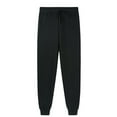 thumbnail image 1 of Yuemengxuan Men Solid Color Long Sweatpants, Loose Fit Drawstring Waist Trousers with Pockets, 1 of 6