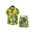 thumbnail image 1 of Yuemengxuan Men’ s Wear-Resistant  Floral Print Turn-Down Collar Short Sleeve Shirt+ Short Pants, 1 of 2