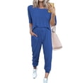 thumbnail image 1 of Yuemengxuan Solid Color Simple Style Casual Round Collar Short Sleeve T-Shirt+ High Waist Trousers, 1 of 6