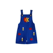Yuemengxuan Toddler Boy Back to School Shorts Overalls Letter Apple Embroidery Sleeveless Jumpsuit