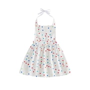 Yuemengxuan Toddler Little Girls Aline Tank Dress Tie Shoulder Sleeveless Dot Print Party Dress