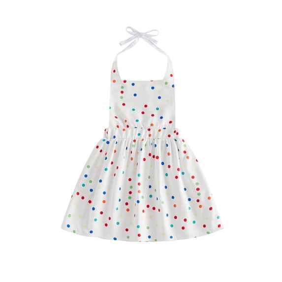 Yuemengxuan Toddler Little Girls Aline Tank Dress Tie Shoulder Sleeveless Dot Print Party Dress