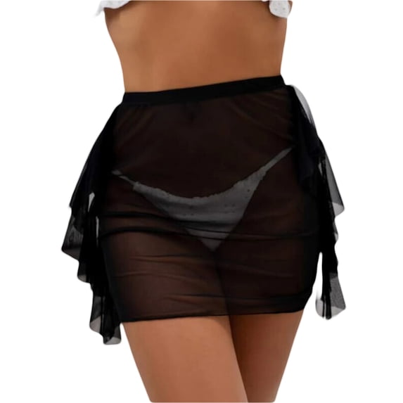 Yuemengxuan Woman Solid Color High Waist Package Hip Skirt See-Through Beach Dress