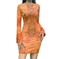 thumbnail image 1 of Yuemengxuan Woman Trendy Color Block Dress, Abstract Print Long Sleeve Round Neck One-piece, 1 of 9