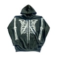 thumbnail image 1 of Yuemengxuan Women Fashion Skeleton Printed Pattern Hoodie, Zipper Open Front Jacket, 1 of 2