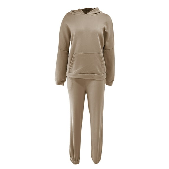 Yuemengxuan Women Fashionable Clothes Set, Solid Color Pullover and Elastic Waist Pants