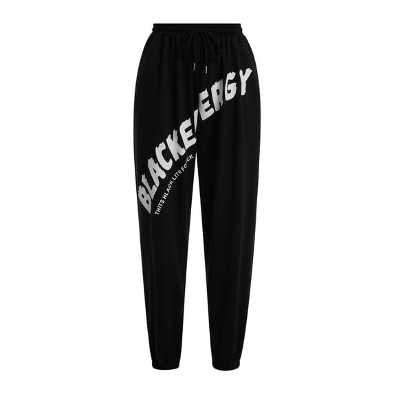 Yuemengxuan Women Fashionable Elastic Waist Harem Pants, Letters Printed Pattern Trousers