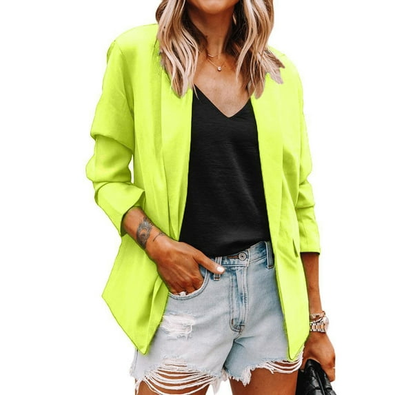 Yuemengxuan Women Fashionable Formal Blazers with Pockets, Solid Color Jacket in 10 Colors