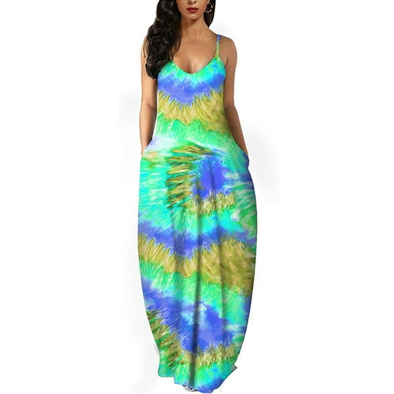 Yuemengxuan Women Fashionable Loose Style Slip Dress, U-shaped Collar Sleeveless One-piece