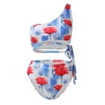 thumbnail image 1 of Yuemengxuan Women Popular One Shoulder Bikini with High Waist Briefs, Tropical Pattern, 1 of 4