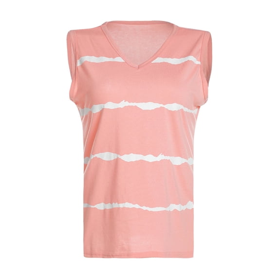 Yuemengxuan Women Soft Sleeveless T-shirt, Casual Striped Pattern V-neck Tank Tops