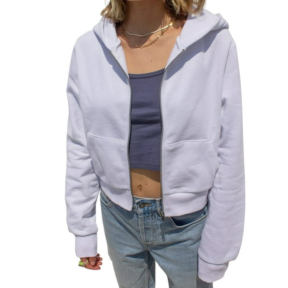 Yuemengxuan Women’s Full Zip Hoodies, Solid Color Long Sleeve Regular Fit Sweatshirts