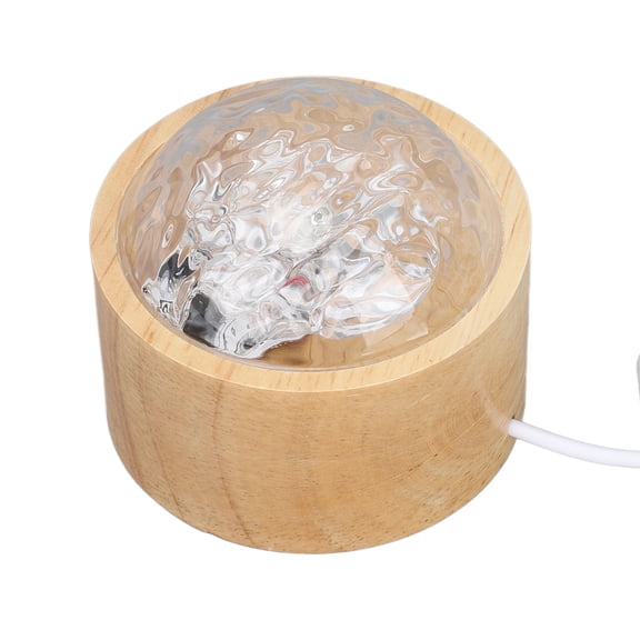 Yuemuda Water Wave Lamp, Dynamic Rotating RGB 16 Color LED Ocean Ripple Light with Original Wood Base, Remote Control, Adjustable Brightness for Living Room & Study Room, 2.6x3 inches / 6.6x7.6 cm