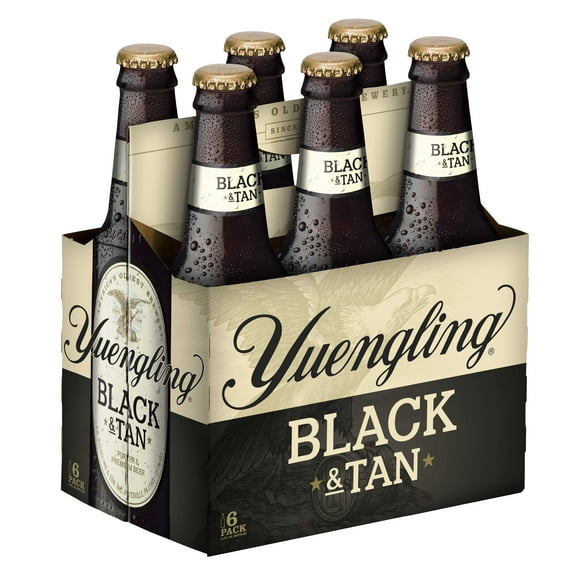 Yuengling Black & Tan Beer, 6 Pack Beer, 12 fl oz Glass Bottles, 4.6% ABV, Domestic Lager