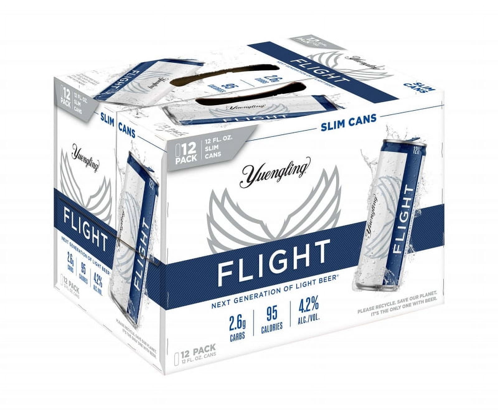 Yuengling FLIGHT Light Beer, 12 Pack Beer, 12 fl oz Aluminum Slim Cans, 4.2% ABV, Domestic Lager