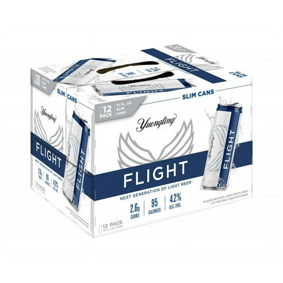 Yuengling FLIGHT Light Beer, 12 Pack Beer, 12 fl oz Aluminum Slim Cans, 4.2% ABV, Domestic Lager