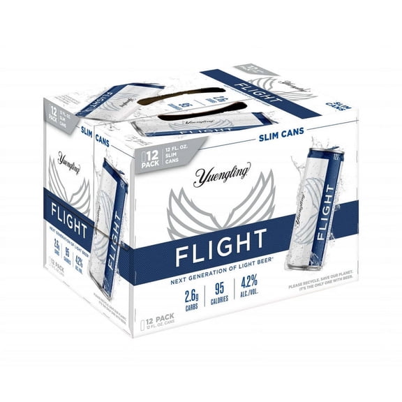 Yuengling FLIGHT Light Beer, 12 pack, 12 fl oz Aluminum Slim Cans, 4.2% ABV, Domestic Lager