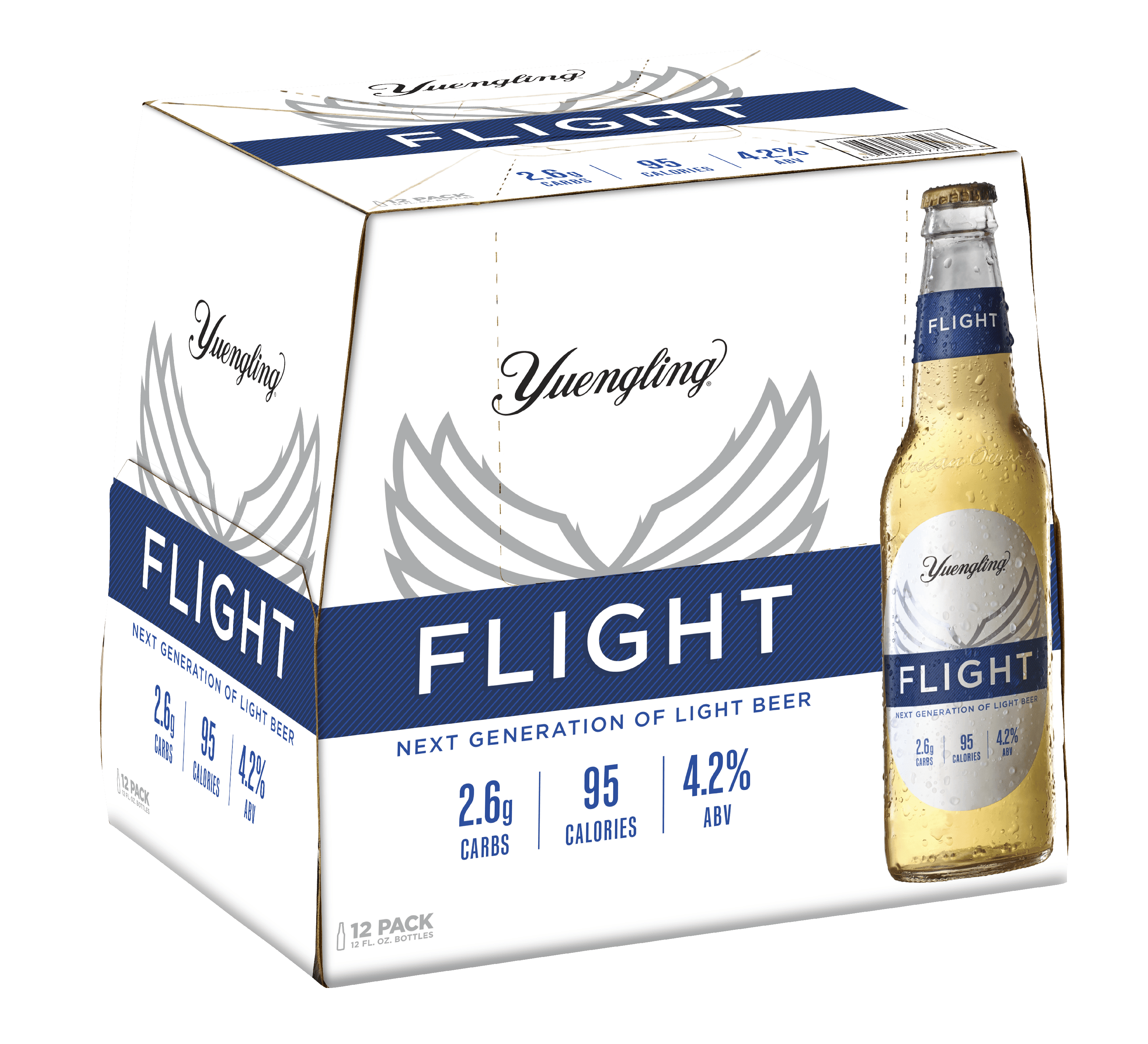 Yuengling FLIGHT Light Beer, 12 Pack Beer, 12 fl oz Glass Bottles, 4.2% ABV, Domestic Lager