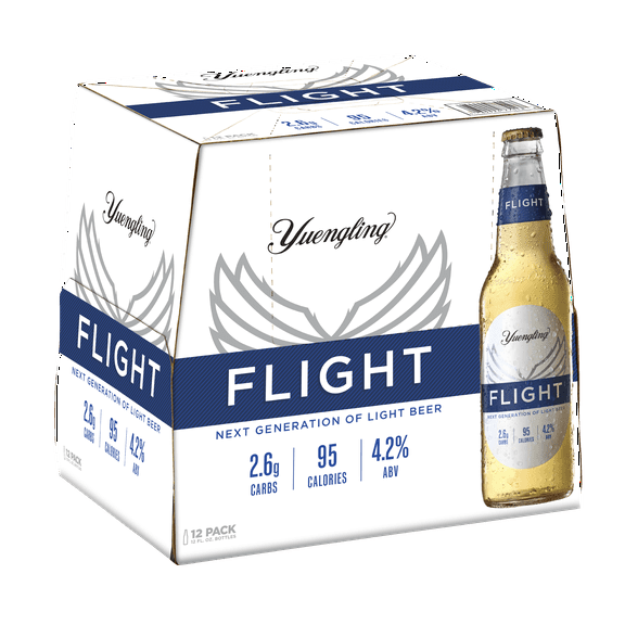 Yuengling FLIGHT Light Beer, 12 Pack Beer, 12 fl oz Glass Bottles, 4.2% ABV, Domestic Lager